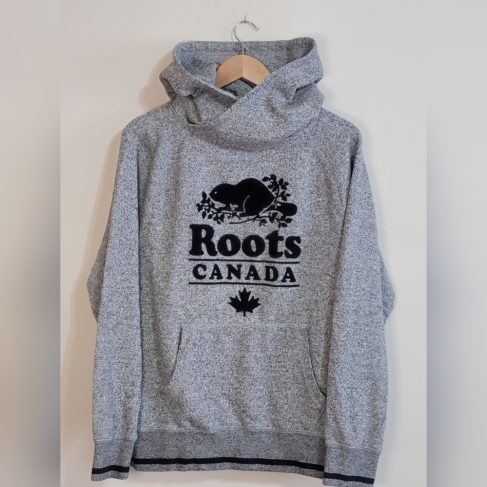 Roots Heather Gray Hoodie with Black Logo